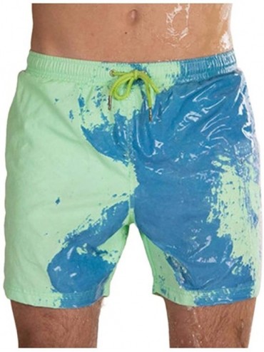 Board Shorts Board Shorts Men Temperature-Sensitive Color-Changing Swim Trunks - Green - CB199CGZZL2 $55.66