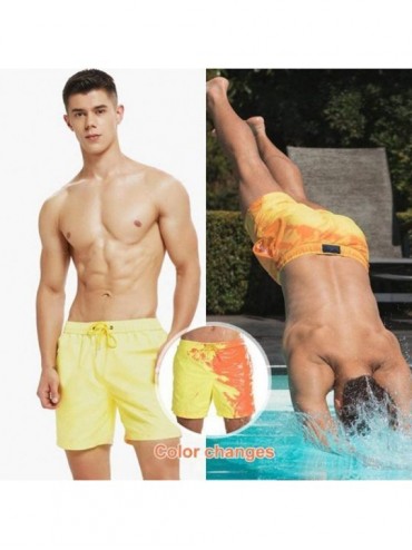 Board Shorts Board Shorts Men Temperature-Sensitive Color-Changing Swim Trunks - Green - CB199CGZZL2 $32.34