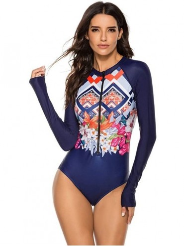 Sets Womens Raglan Long Sleeve Rash Guard Sun Protection Floral Print Quick-Drying Wetsuit Swimsuit Two Piece Surfing Swimwea...