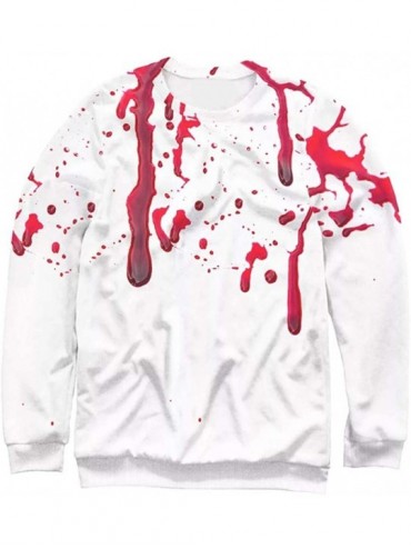 Rash Guards Halloween Mens Top Casual Scary 3D Printed Long Sleeve Shirt Round Neck Blouse - White - CX18YGINAIK $31.79