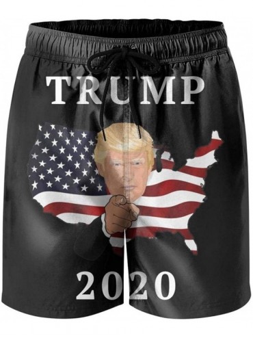 Trunks Trump-2020-American-flag-star- Man Swim Shorts Beach Swim Trunks - White-18 - CO18U0LIXOQ $45.74