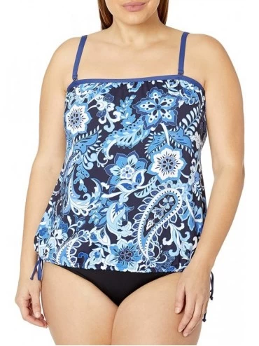Tops Women's Side Tie Tankini Swimsuit Top - Navy//Tribal Beat - CX18Y24SLE7 $85.48