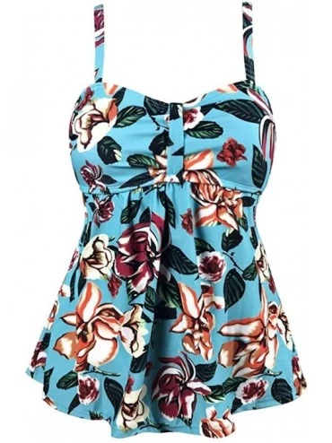 Tankinis Women's Fashion Swimsuit Sailor Stripe Adjustable Modest Swim Tankini Top Beach Swimwear - Blue 2 - CF18W3HTEWC $37.02
