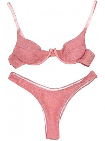 Sets 2019 Latest Hot Style Women Bandage Bikini Set Push-Up Brazilian Swimwear Beachwear Swimsuit - Pink - C718RWH7YQI $25.49