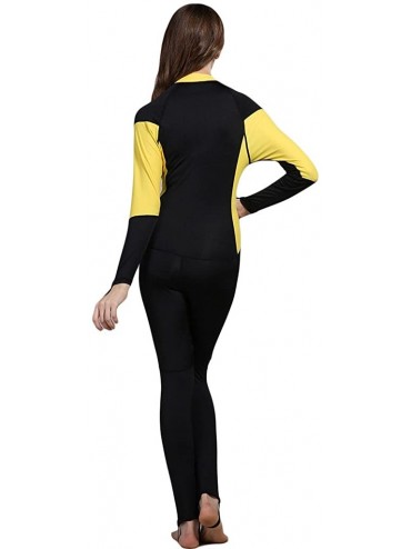 One-Pieces Swimsuit for Women Design One Piece Long-Sleeve Surfing Suit Sun Protection - New-long Leg Cover-yellow - C412OCK3...