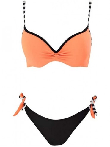 Sets Womens Padded Push-up Bra Bikini Set Swimsuit Bathing Suit Swimwear Beachwear - Orange - C618RATEGOR $13.92