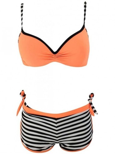 Sets Womens Padded Push-up Bra Bikini Set Swimsuit Bathing Suit Swimwear Beachwear - Orange - C618RATEGOR $13.92