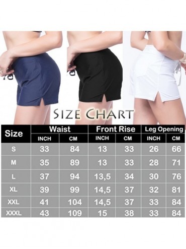 Board Shorts Women's Stretch Board Short Briefs Swimsuit Plus Size Swim Bottom Waistband Quick Dry Side Split - White - CY18C...