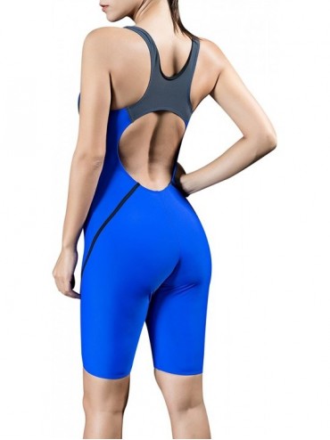 Racing Women Unitard Swimwear Surfing Suit Sports One Piece with Shorts Swimsuit - Blue - CZ1836KTXKY $41.96