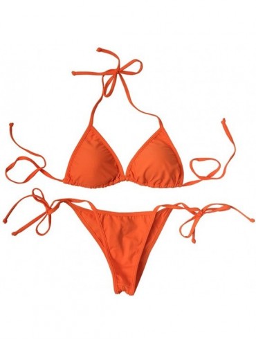 Sets Women's Mini Fashion Elegant Inspired Swimsuit Bikini Top Bottom - Orange - C2129UFTOIV $36.24