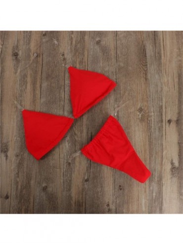 Sets Womens Sexy Triangle Bikini Set Brazilian Microkini 2 PC Cheeky Halter Clear Straps Bikini Swimsuit Bathing Suit B red -...