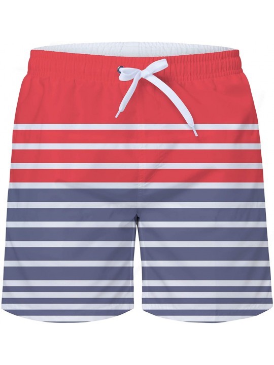 Trunks Men's Swim Trunks Quick Dry Waterproof Bathing Suits Beach Short with Mesh Lining - Pink and Grey - CG18S6X8O0Z $17.54