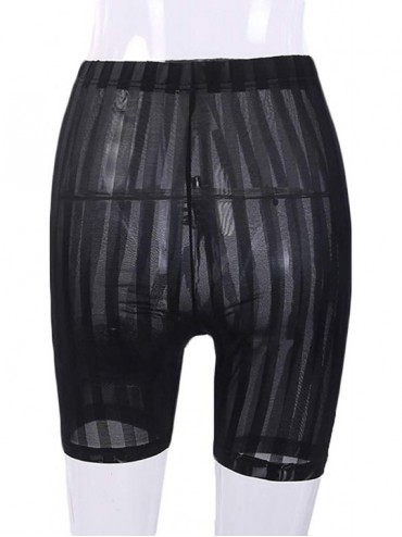 Tankinis Women Sexy See Through Sheer Mesh Shorts Swimsuit Coverups Bikini Bottom Cover Up Short Pants - Striped - C018U9QCKD...