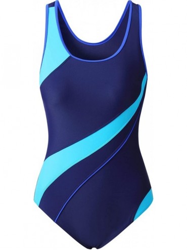Racing Womens One Piece Swimsuit Bathing Suit for Athletic Sport Training Exercise Racing - Blue - C718QT32IQK $41.59