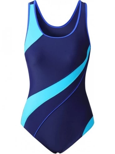 Racing Womens One Piece Swimsuit Bathing Suit for Athletic Sport Training Exercise Racing - Blue - C718QT32IQK $39.46