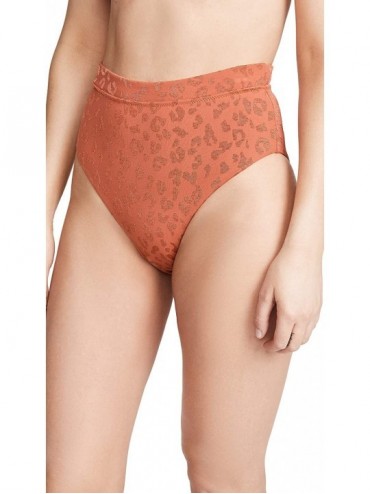 Bottoms Women's Decker Bikini Bottoms - Rust Leopard - CS197UUR6S6 $56.93