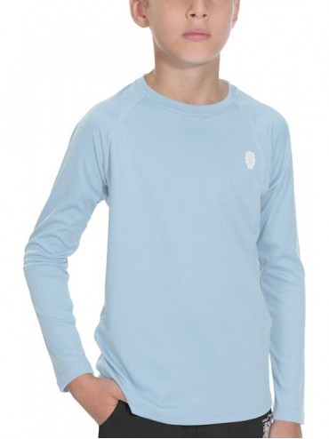 Rash Guards Sun Shirts for Youth Boys Rashguard - Long/Short Sleeve Lightweight Shirt SPF 50+ - Lake Blue - CF198C4HQ0I $31.76