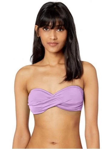 Tops Women's Twist Bandeau Bikini Top Swimsuit - Shine on Lilac - C918KGL4WD5 $58.88