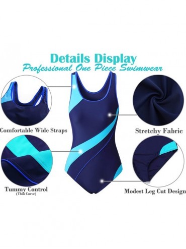 Racing Womens One Piece Swimsuit Bathing Suit for Athletic Sport Training Exercise Racing - Blue - C718QT32IQK $23.46