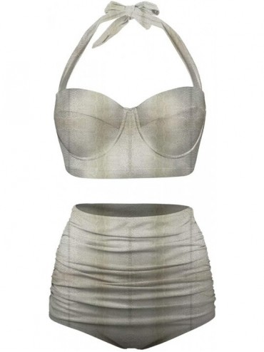 Sets Womens Cute Animal Print Bikini Set High Waisted Beach Swimsuit - Multicolred - CX196OI04NR $43.35