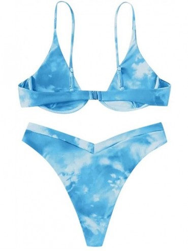 Sets Women's Yes Daddy Letter Print Bikini Set Push-Up Padded Two Piece Swimsuit Beach Swimwear Bathing Suit - Z2-blue - CW19...
