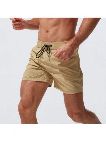 Trunks Men's Swim Trunks Hiking Shorts Lightweight Quick Dry Workout Gym Running Shorts Beach Shorts - Khaki - C9199ASK94A $1...