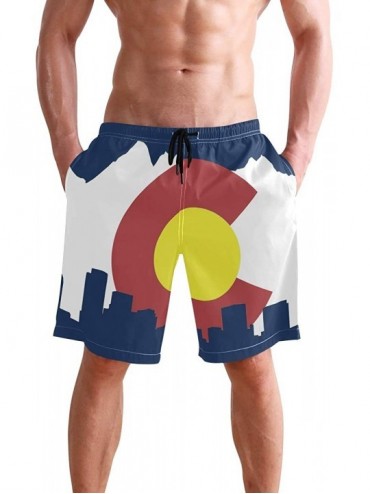 Board Shorts Men's Quick Dry Swim Trunks with Pockets Brazil Flag Beach Board Shorts Bathing Suits - Colorado Skyline Flag - ...