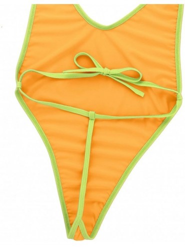 One-Pieces Women's Halter Sling Shot Bikini One Piece High Cut Thong Backless Monokini Micro Swimwear - Orange - CA18ZMHD6AW ...