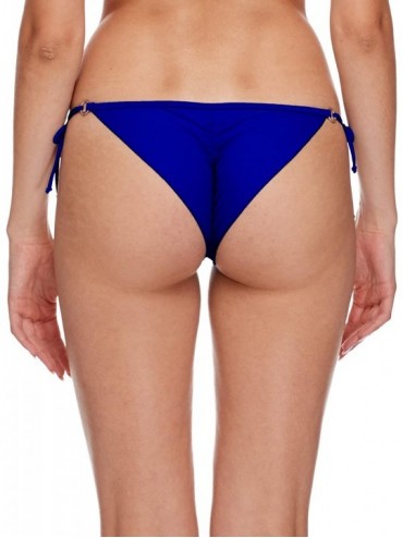 Bottoms Women's Smoothies Brasilia Solid Tie Side Cheeky Bikini - Smoothies Abyss - CH11OK297RD $45.63