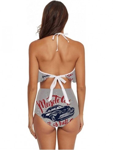 Bottoms Women's Swimsuit Two Piece Off Shoulder Flounce Ladies Swimwear of Woods - Multi 40 - C5190EDO8RL $40.58