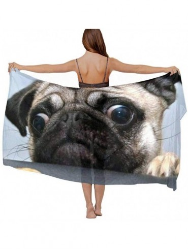 Cover-Ups Women Fashion Shawl Wrap Summer Vacation Beach Towels Swimsuit Cover Up - Funny Dog Humor Pug - CQ190HI3R53 $43.21