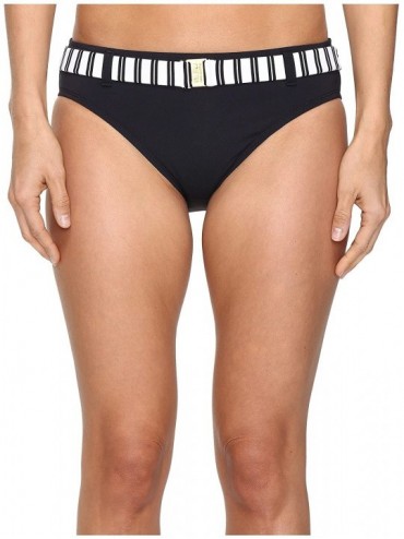 Tankinis Women's Cruise Control Striped Belted Hipster Bikini Bottom - Black - C912MS0BE2J $17.46
