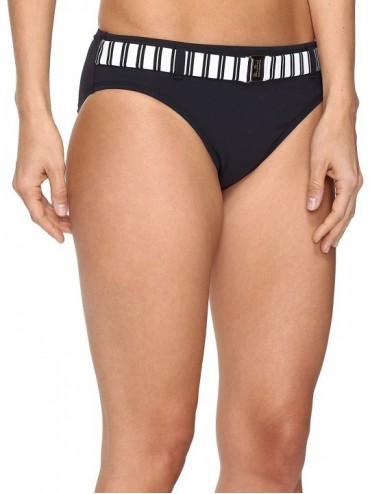 Tankinis Women's Cruise Control Striped Belted Hipster Bikini Bottom - Black - C912MS0BE2J $17.46