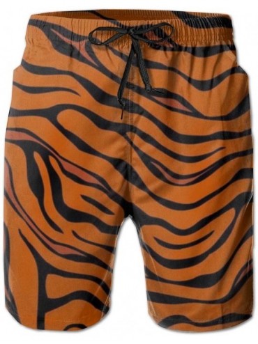 Board Shorts Men Summer Beach Board Shorts Swim Trunks with Pockets (Tiger Stripe Animal) - Tiger Stripe Animal - CX18TAUY47T...
