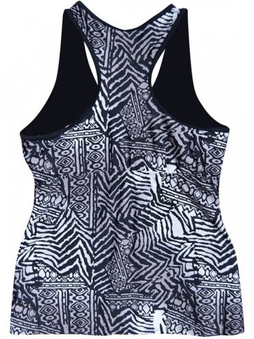 Sets Women's Plus Size Racer Back Tankini Swimsuit Top Separates - Black/Grey - CR18CW26NA8 $26.28