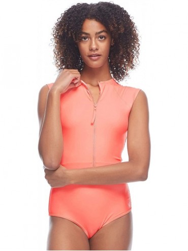 One-Pieces Women's Stand Up Zip Front Paddle One Piece Swimsuit with UPF 50+ - Smoothies Splendid - C218Z053YGT $54.90