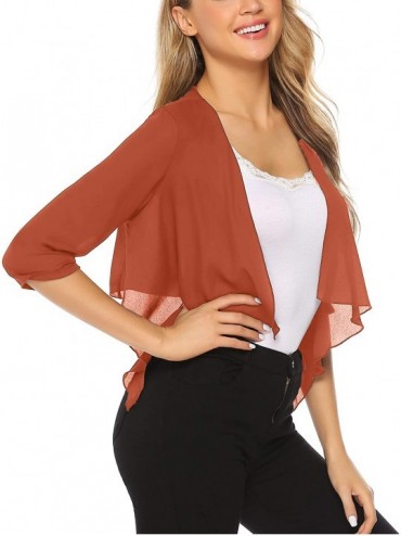 Cover-Ups Women Chiffon Loose Casual Comfortable Breathable Thin Cardigan - Orange - CI18URT6MDH $13.23