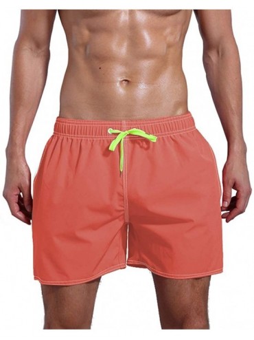 Trunks Men's Quick Dry Swim Trunks Bathing Suit Beach Shorts - Coral-red - CV18RS97HIG $31.54
