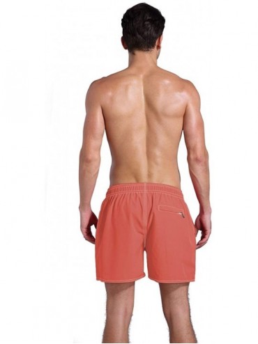 Trunks Men's Quick Dry Swim Trunks Bathing Suit Beach Shorts - Coral-red - CV18RS97HIG $18.14