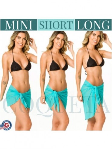Cover-Ups Women's Beach Resort Long Dress Cover up Short Sarong wrap Mesh Swimsuit Skirts by Coqueta Swimwear - Topaz - C318X...