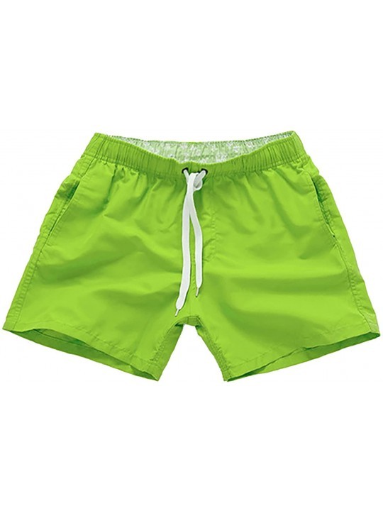 Board Shorts Men's Casual Quick Dry Swim Trunks Beach Boardshorts with Pockets - Grass Green - CF18DC5LDUZ $18.94