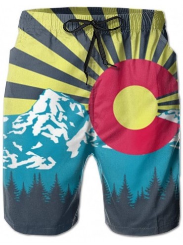 Board Shorts Relaxed Swim Trunks Big & Tall Half Pants for Men Boy- Loose Fast Dry Underwear - Colorado Mountain Flag - C0196...