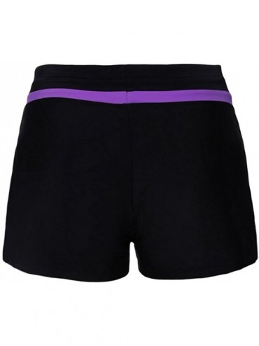 Board Shorts Women Side Split Waistband Swim Shorts with Panty Liner Plus Size S - 3XL - Black Purple - C71854EYAX5 $13.50