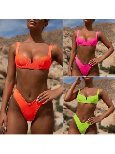 Sets Sexy Neon Bikini Bathers V-Neck Swimwear Women Bathing Suit Push Up Thong Swimsuit Bath High Cut - 1541-6 - CY197LY0EDT ...