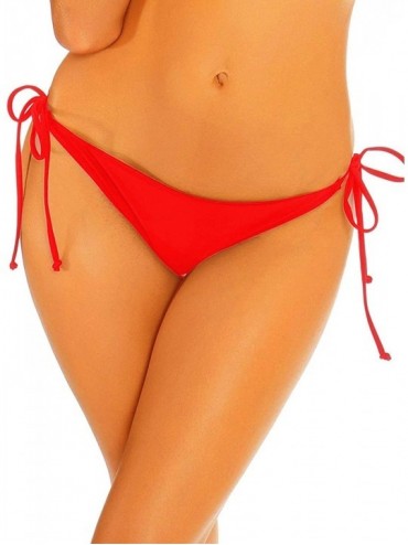 Bottoms Women Thong Bikinis Bottoms Brazilian Adjustable Ruched Butt Back Ruffle Cheeky Thong Swimsuit - Red - CC18CO06UOH $2...
