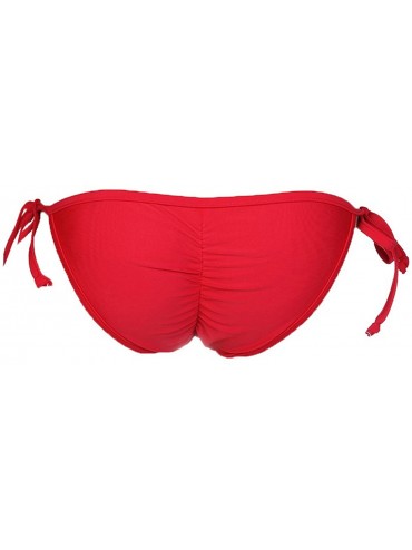 Bottoms Women Thong Bikinis Bottoms Brazilian Adjustable Ruched Butt Back Ruffle Cheeky Thong Swimsuit - Red - CC18CO06UOH $1...