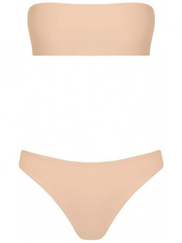 Bottoms Women Bandeau Bandage Bikini Set Push-Up Brazilian Swimwear Beachwear Swimsuit - Pink - C91908DH5WL $19.31
