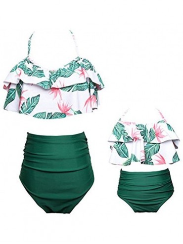 Sets Summer Cute Bikini Set Family Matching Swimwear Mommy and Me Swimsuit - Green Leaf - C119655XNK2 $30.42
