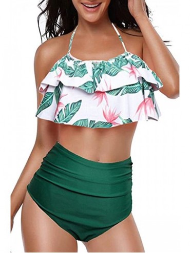 Sets Summer Cute Bikini Set Family Matching Swimwear Mommy and Me Swimsuit - Green Leaf - C119655XNK2 $15.01