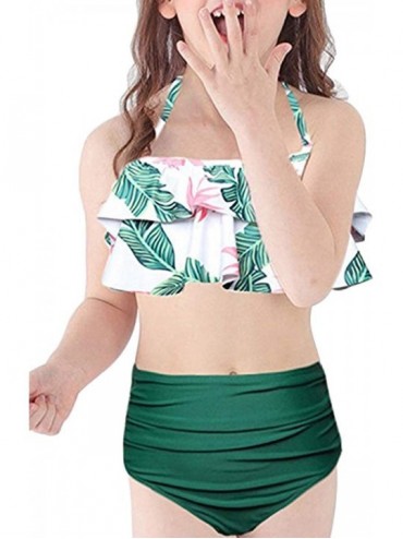Sets Summer Cute Bikini Set Family Matching Swimwear Mommy and Me Swimsuit - Green Leaf - C119655XNK2 $15.01
